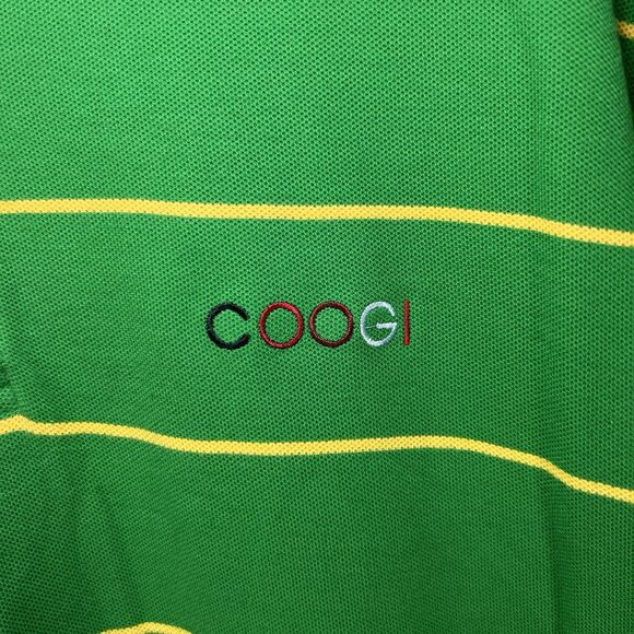 Coogi Long Sleeve Polo Shirt Mens Size 4XL Green Yellow Striped Embroidered VTG - Picture 4 of 16